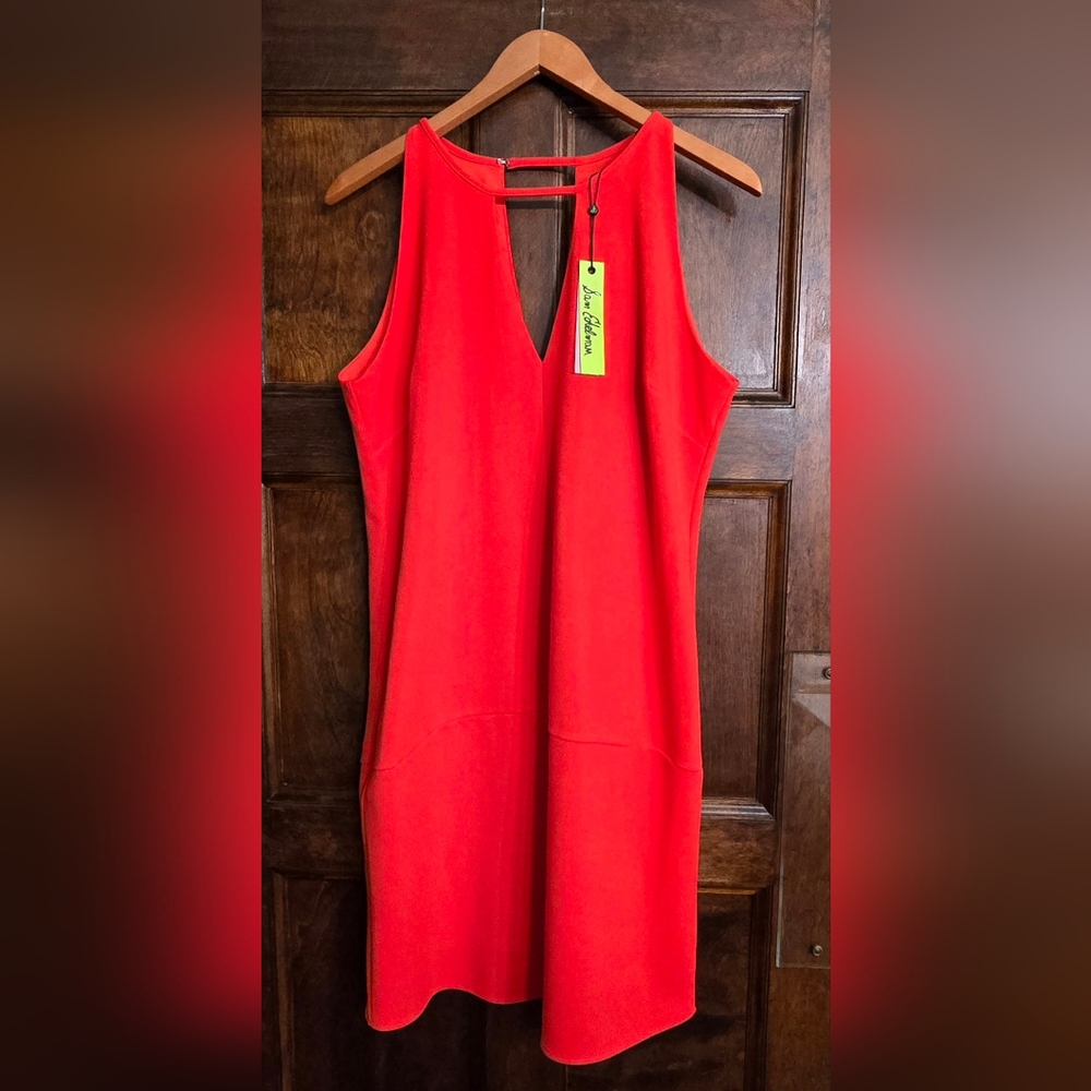 NWT Sam Edelman Halter Neck Keyhole Front Solid RED Dress SIZE 10